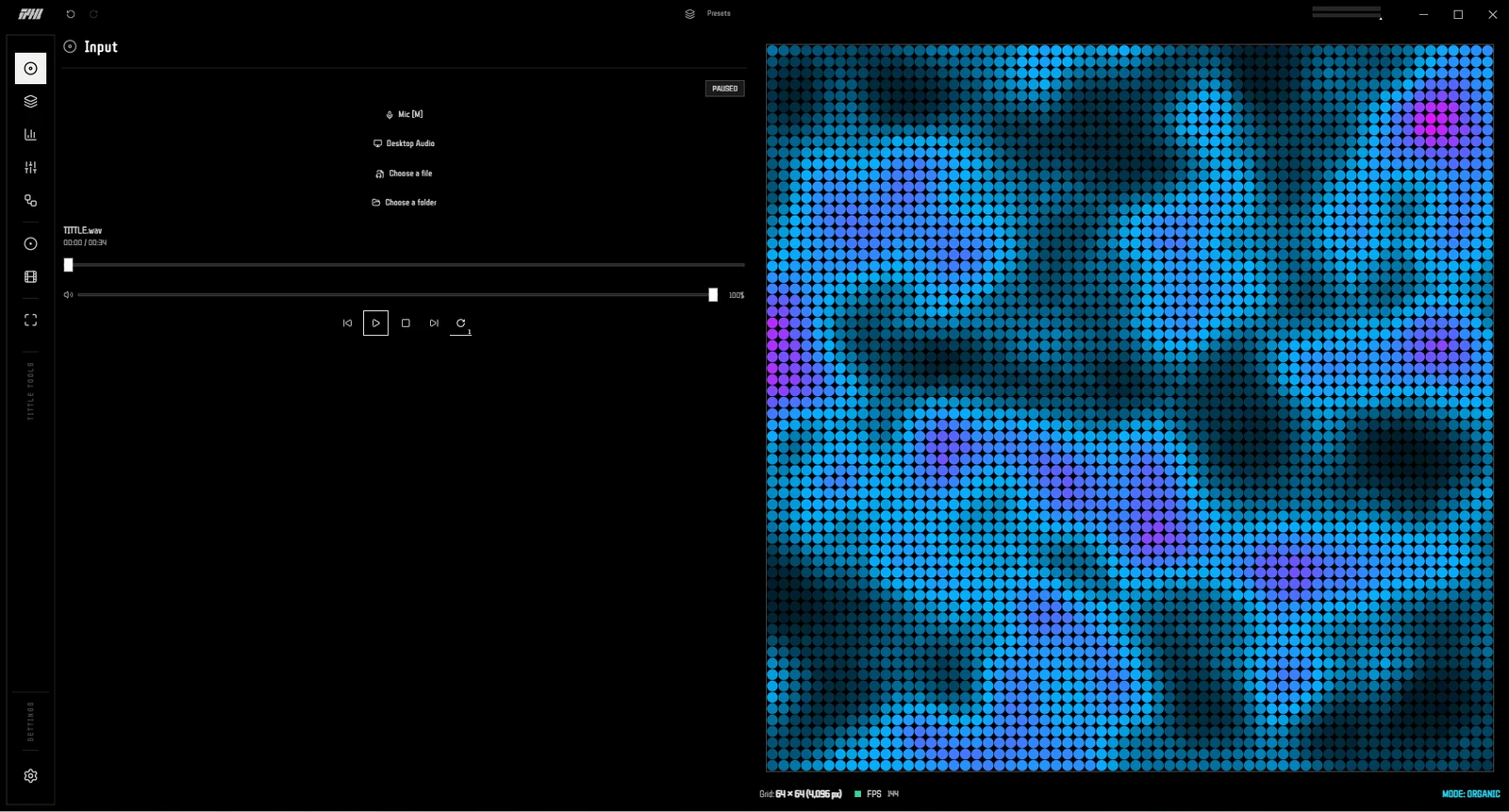 TITTLE main window in the dark theme